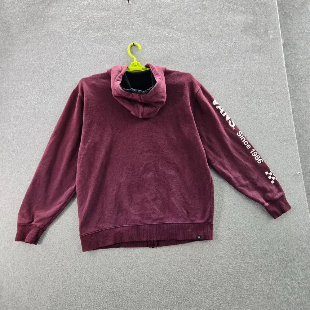 Vans Men Hoodie M Red‎ Activewear Logo Drawstring Long Sleeve Full Zip
